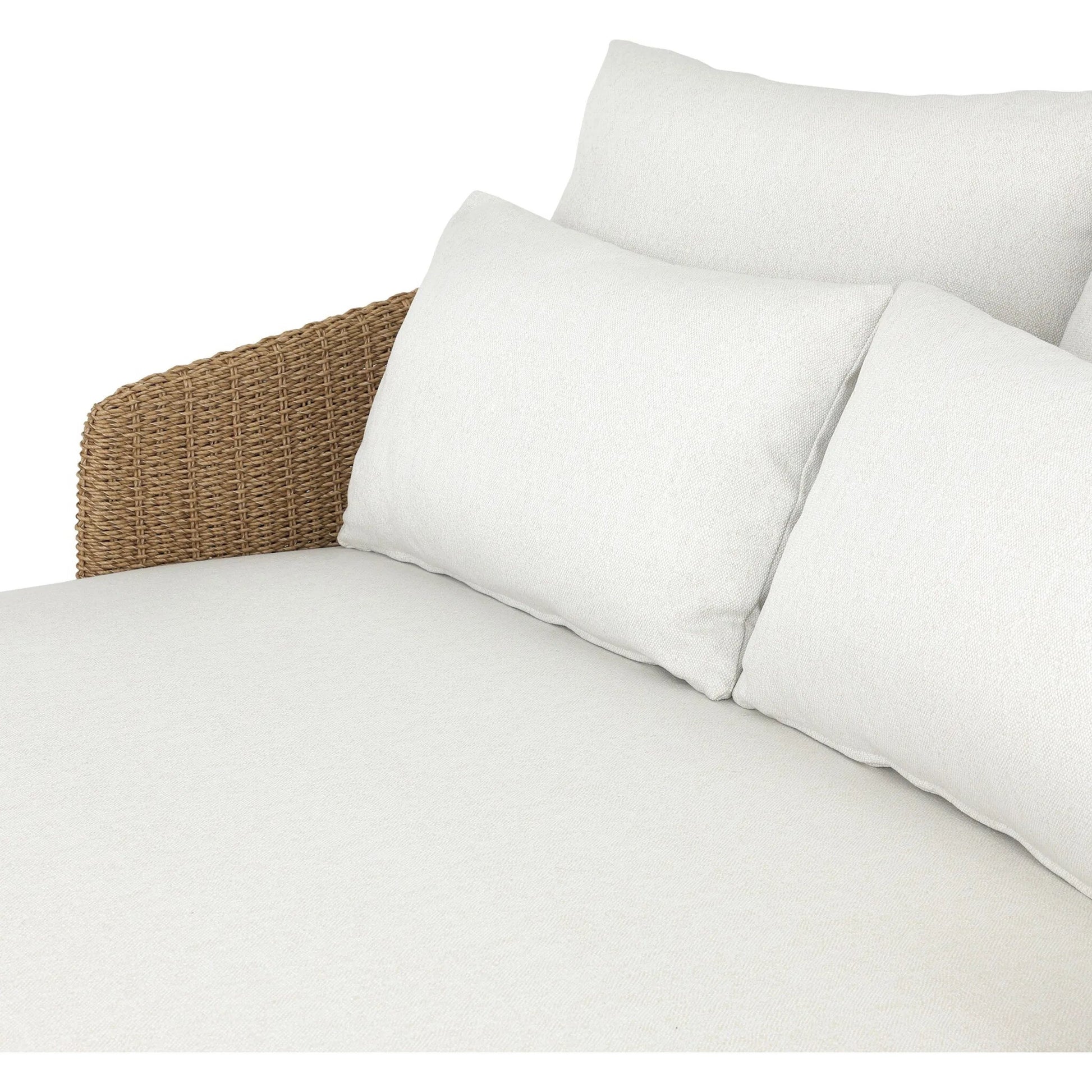 Maven Outdoor Double Chaise by Four Hands in faux hyacinth, alessi linen. Made from 100% polyethylene, 100% polypropylene in a transitional style.