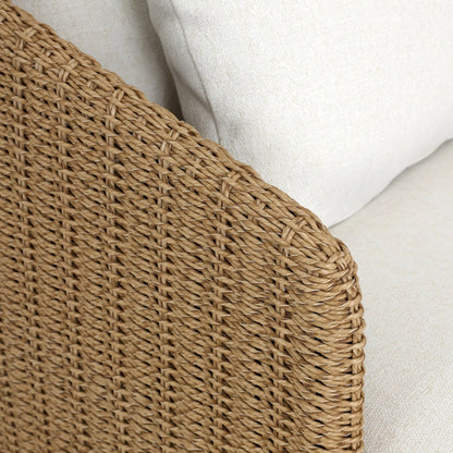 Maven Outdoor Double Chaise by Four Hands in faux hyacinth, alessi linen. Made from 100% polyethylene, 100% polypropylene in a transitional style.