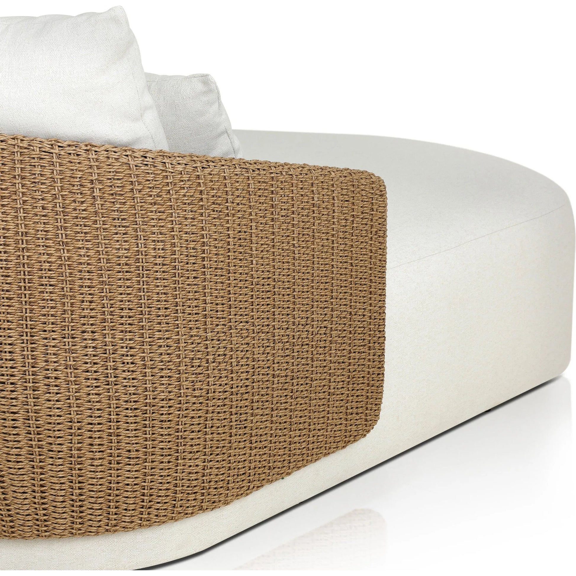 Maven Outdoor Double Chaise by Four Hands in faux hyacinth, alessi linen. Made from 100% polyethylene, 100% polypropylene in a transitional style.