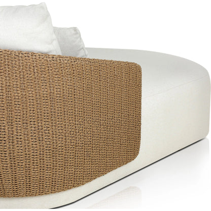 Maven Outdoor Double Chaise by Four Hands in faux hyacinth, alessi linen. Made from 100% polyethylene, 100% polypropylene in a transitional style.