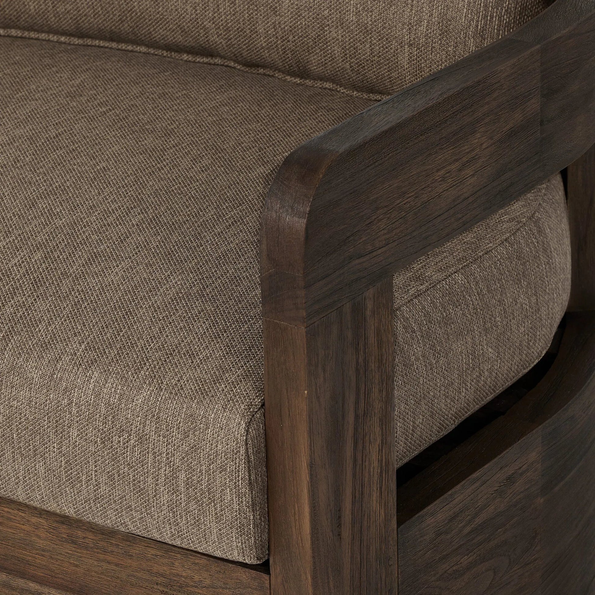 Jackson Outdoor Swivel Chair by Four Hands. Made from 100% olefin, solid fsc®-certified teak in a modern style.