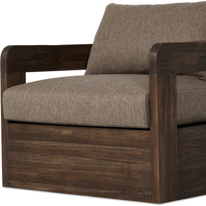 Jackson Outdoor Swivel Chair by Four Hands. Made from 100% olefin, solid fsc®-certified teak in a modern style.