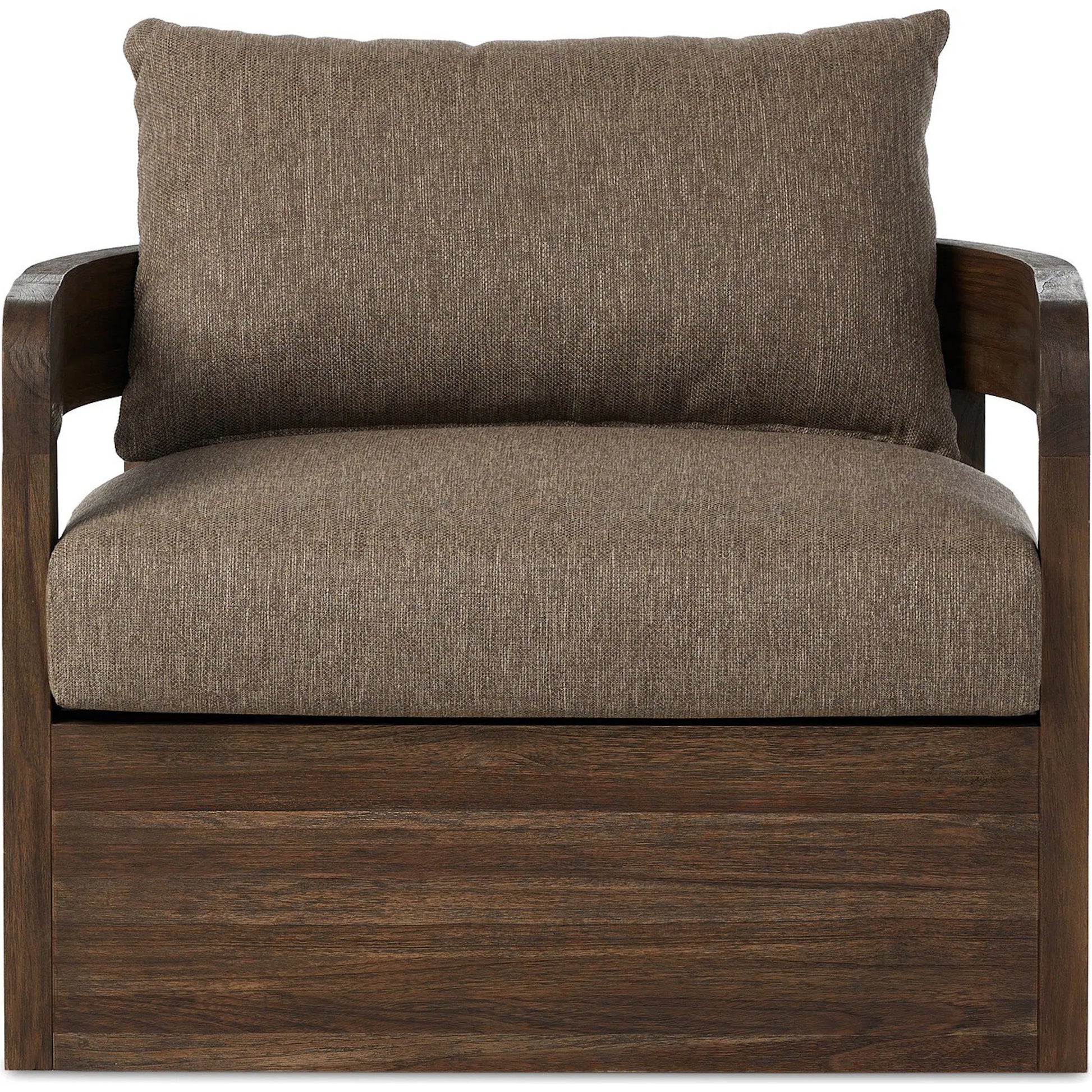 Jackson Outdoor Swivel Chair by Four Hands. Made from 100% olefin, solid fsc®-certified teak in a modern style.