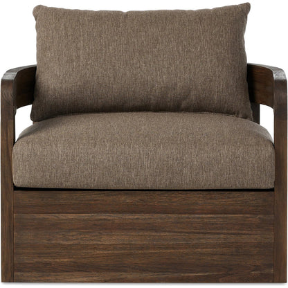 Jackson Outdoor Swivel Chair by Four Hands. Made from 100% olefin, solid fsc®-certified teak in a modern style.