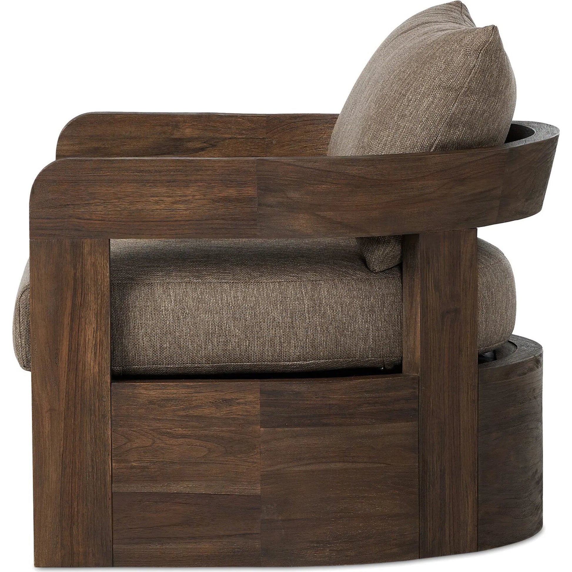 Jackson Outdoor Swivel Chair by Four Hands. Made from 100% olefin, solid fsc®-certified teak in a modern style.