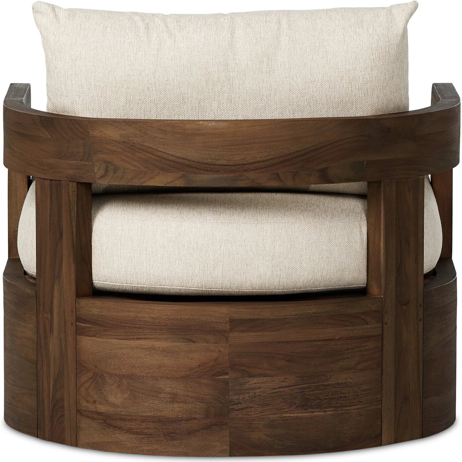 Jackson Outdoor Swivel Chair by Four Hands. Made from 100% olefin, solid fsc®-certified teak in a modern style.