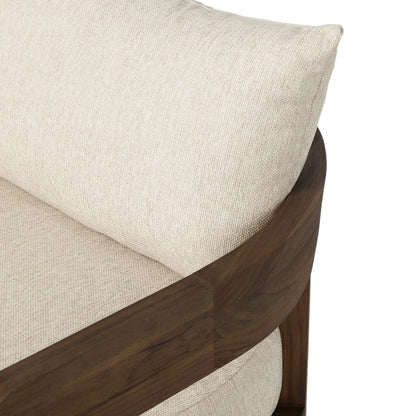 Jackson Outdoor Swivel Chair by Four Hands. Made from 100% olefin, solid fsc®-certified teak in a modern style.