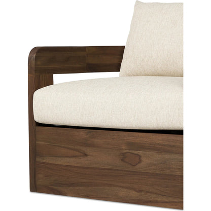 Jackson Outdoor Swivel Chair by Four Hands. Made from 100% olefin, solid fsc®-certified teak in a modern style.