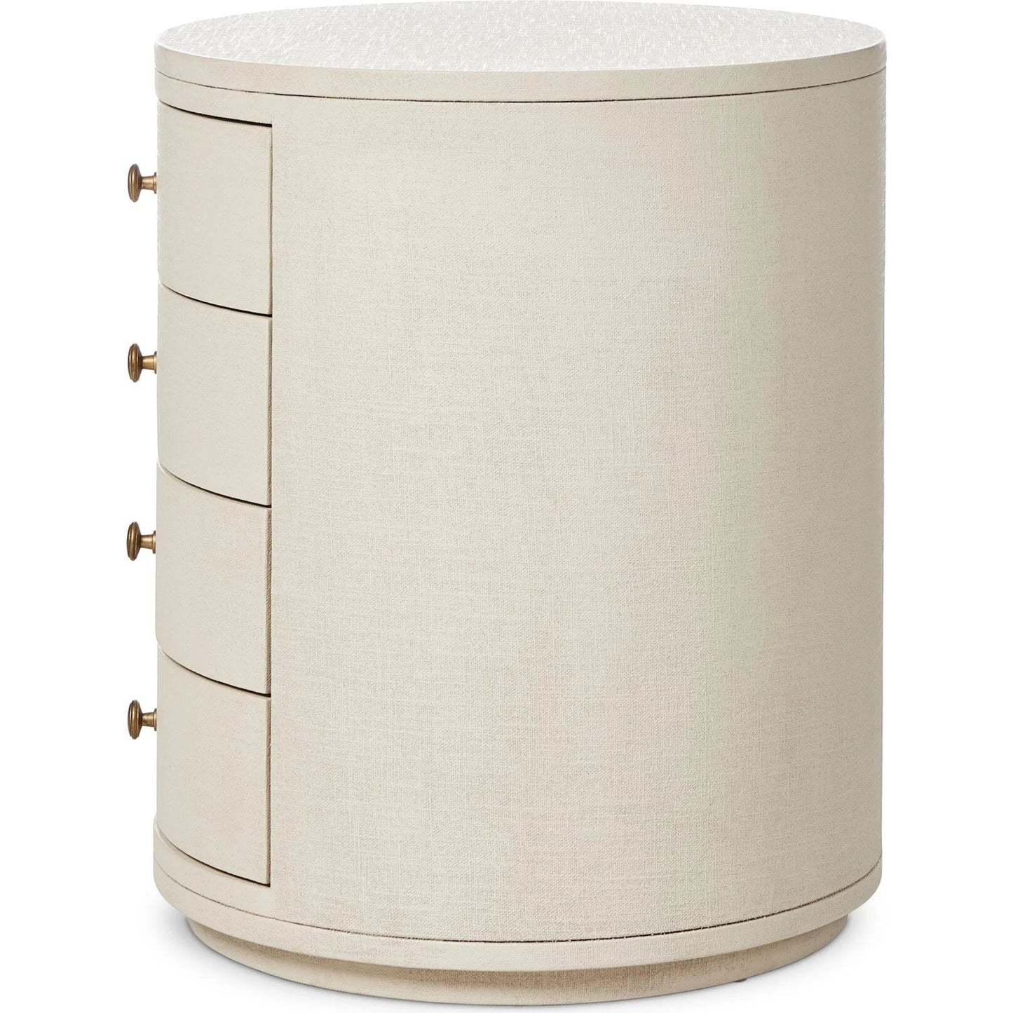002 SI-2377029 | Additional Silo | Amelia Oval Nightstand by Four Hands in ivory painted linen. Made from painted linen in a transitional style.