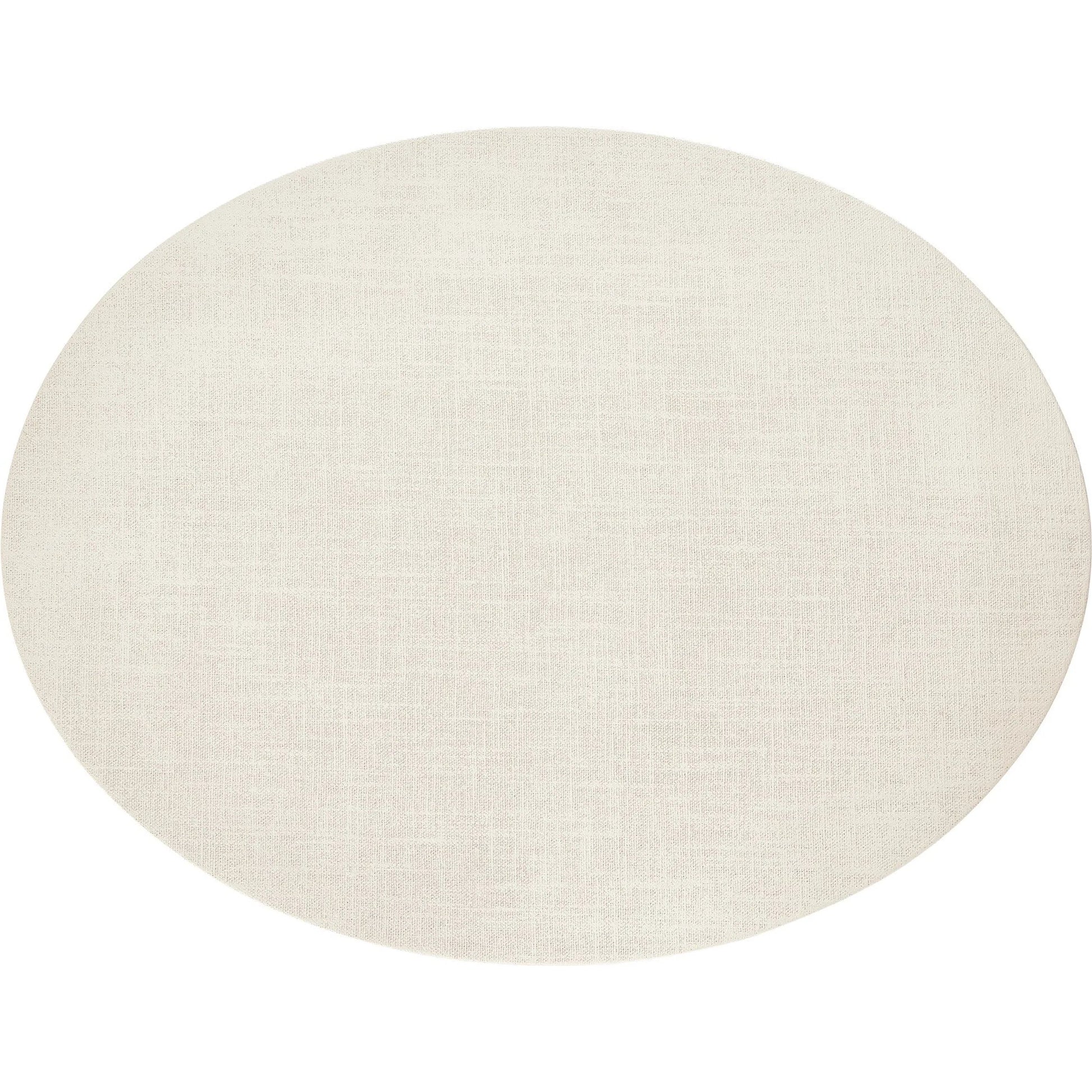 Amelia Oval Nightstand by Four Hands in ivory painted linen. Made from painted linen in a transitional style.