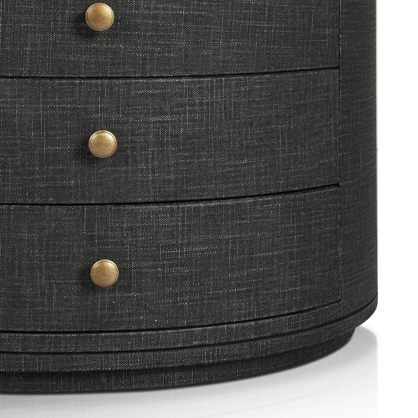023 SI-2519072 | Closeup | Amelia Oval Nightstand by Four Hands. Made from painted linen in a transitional style.