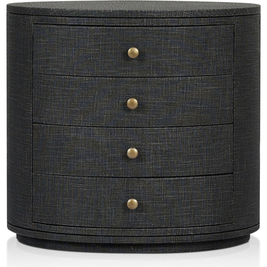 Amelia Oval Nightstand by Four Hands. Made from painted linen in a transitional style.