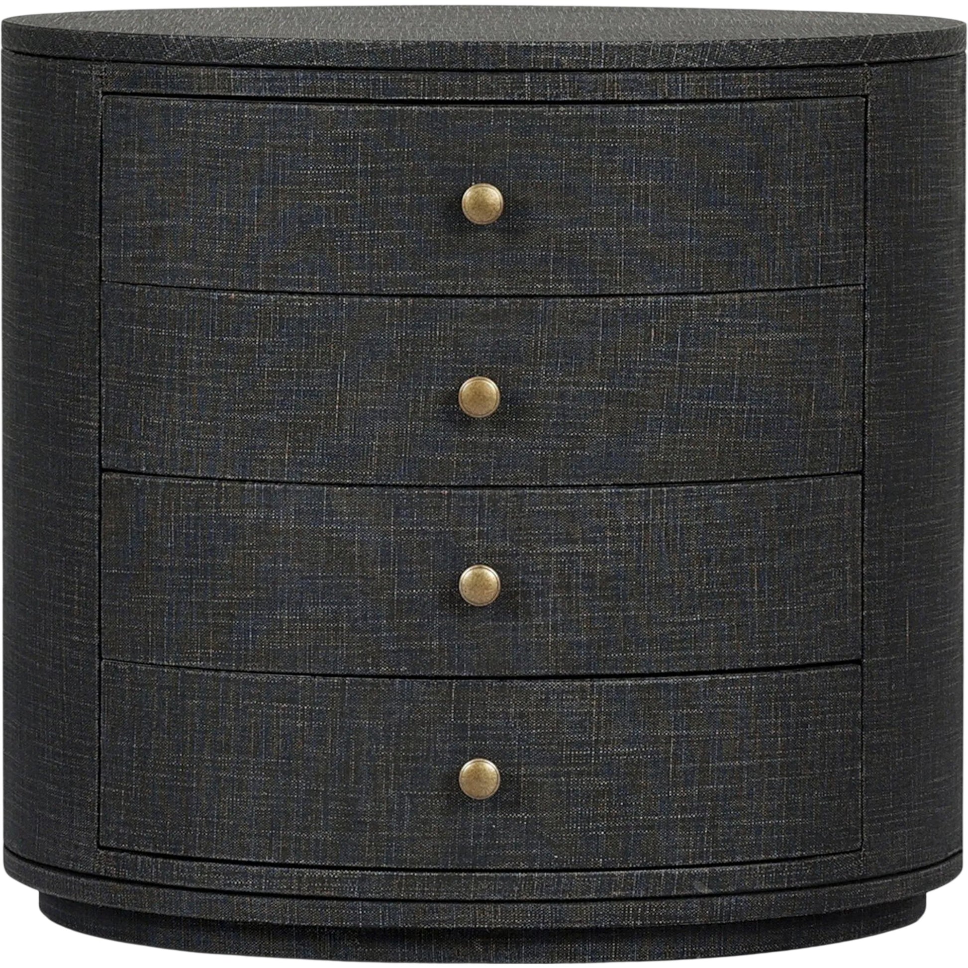 Amelia Oval Nightstand by Four Hands. Made from painted linen in a transitional style.