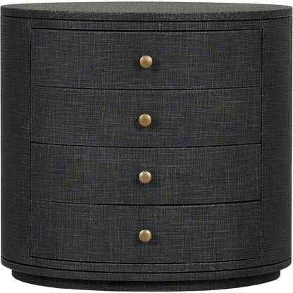 Amelia Oval Nightstand by Four Hands. Made from painted linen in a transitional style.