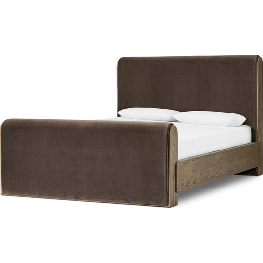 Sloane Bed by Four Hands in surrey cocoa, amber ash veneer. Made from 76.8% cotton, 23.2% polyester, ash veneer in a unique style.