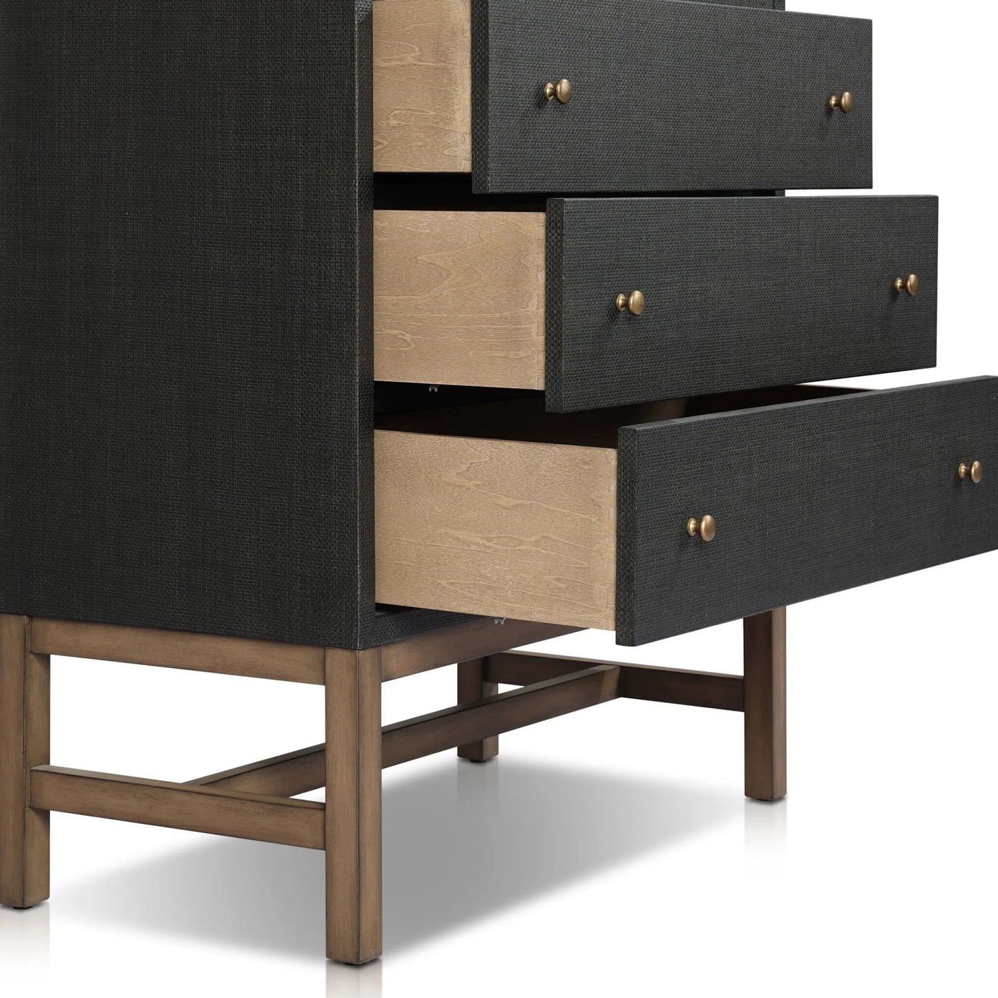 004 SI-2534974 | Closeup | Fiona Tall Dresser by Four Hands. Made from sugar palm, solid mahogany in a unique style.