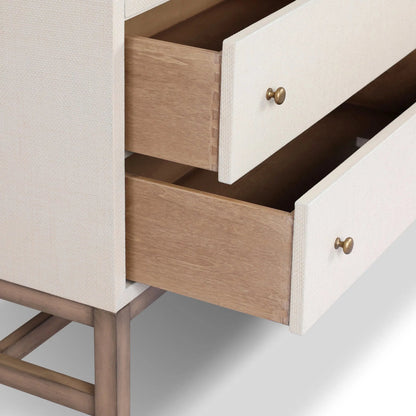 Fiona Tall Dresser by Four Hands. Made from sugar palm, solid mahogany in a unique style.