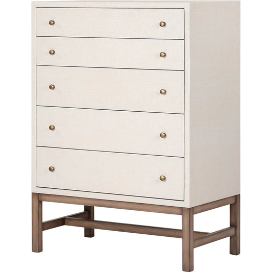 Fiona Tall Dresser by Four Hands. Made from sugar palm, solid mahogany in a unique style.