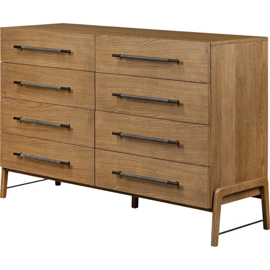 Rosedale 8 Drawer Dresser by Four Hands. Made from oak veneer, top grain leather in a unique style.