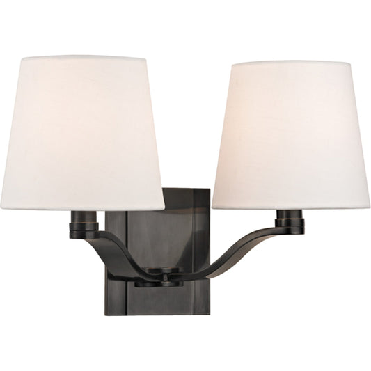 Clayton Wall Sconce by Hudson Valley in old bronze. Made from brass in a transitional style.