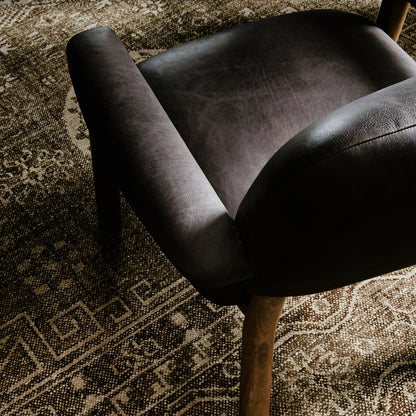 Eisley Chair by Four Hands. Made from top grain leather, solid parawood, poplar plywood in a modern style.