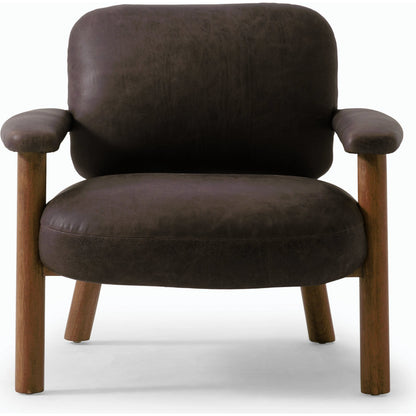 Eisley Chair by Four Hands. Made from top grain leather, solid parawood, poplar plywood in a modern style.