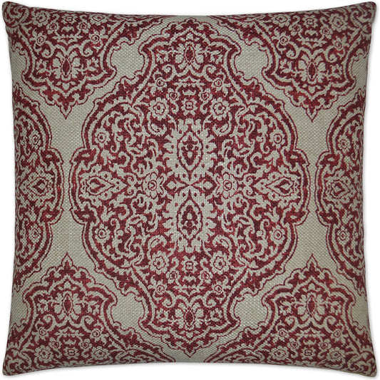 Delmonico Pillow by DV Kap Home in red. Made from 38% linen, 15% cotton, 32% rayon, 15% polyester in a unique style.