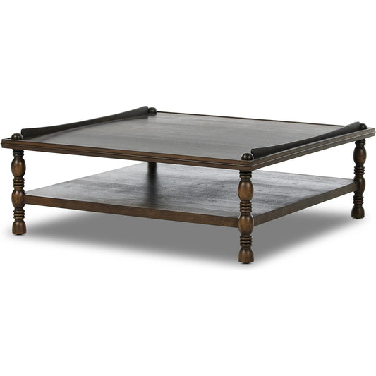 Umair Coffee Table by Four Hands in espresso oak veneer. Made from oak veneer, solid oak in a unique style.