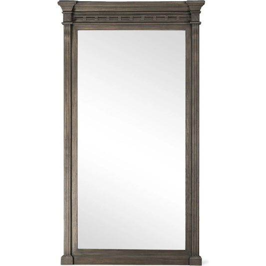 Hemlock Floor Mirror by Four Hands in weathered elm. Made from solid reclaimed elm, mirror in a traditional style.