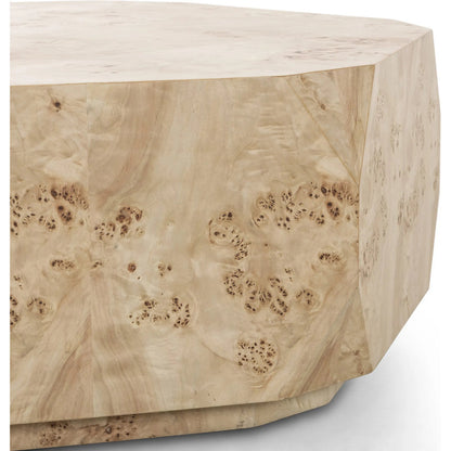 Elena Coffee Table by Four Hands in light burl. Made from poplar burl veneer in a transitional style.