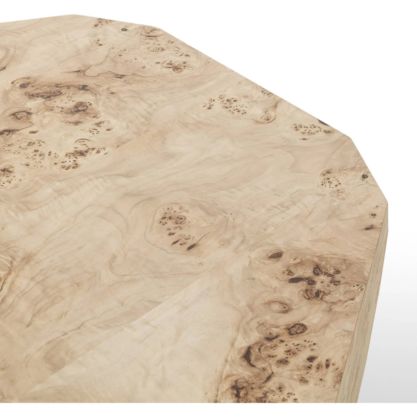 005 SI-2519157 | Closeup | Elena Coffee Table by Four Hands in light burl. Made from poplar burl veneer in a transitional style.