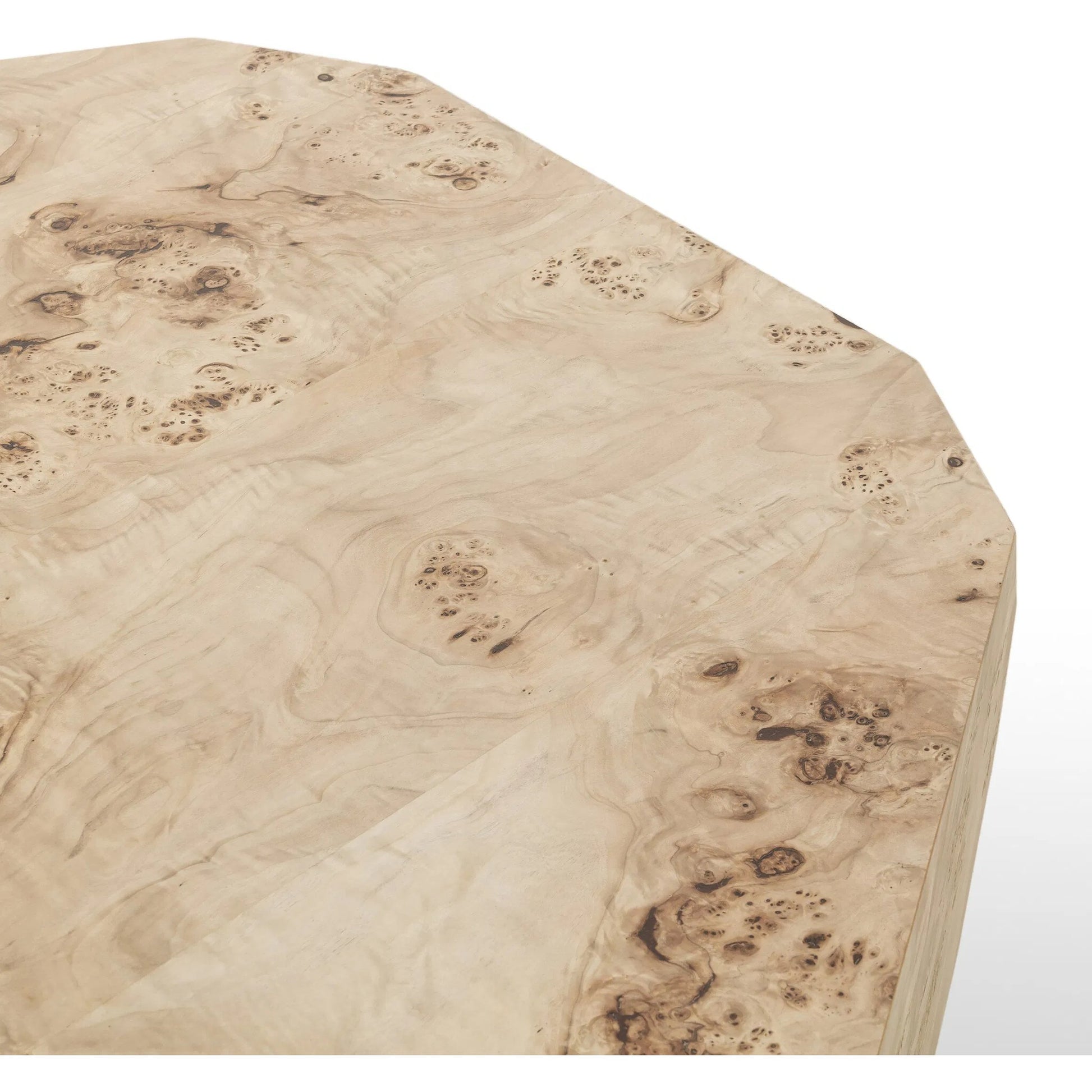 Elena Coffee Table by Four Hands in light burl. Made from poplar burl veneer in a transitional style.