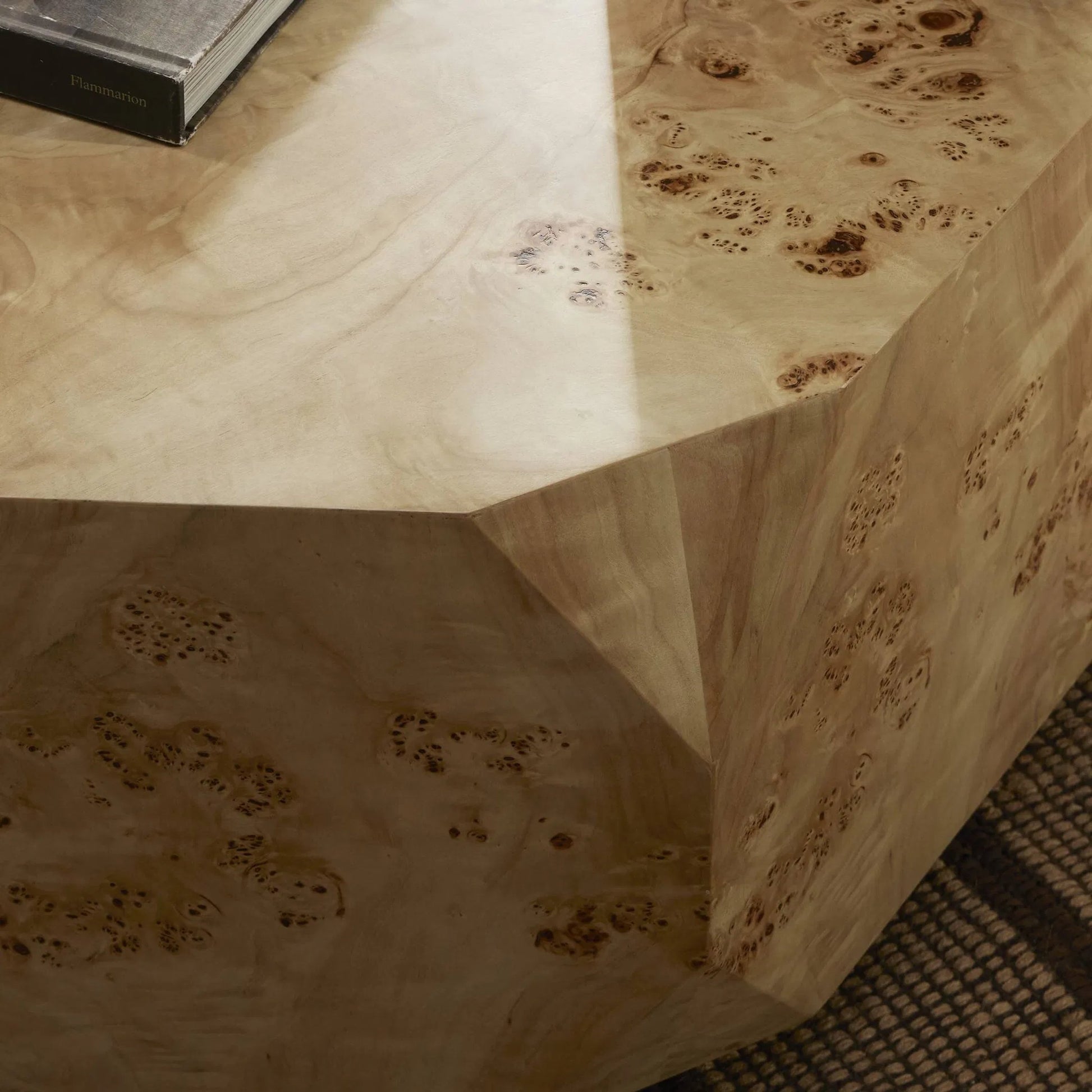 Elena Coffee Table by Four Hands in light burl. Made from poplar burl veneer in a transitional style.