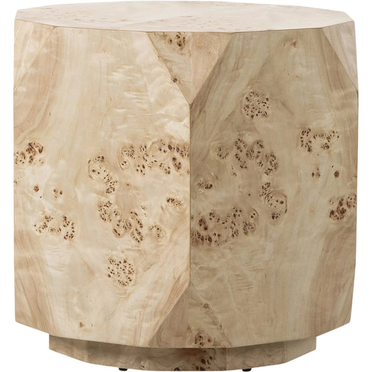 Elena End Table by Four Hands in light burl. Made from poplar burl veneer in a transitional style.