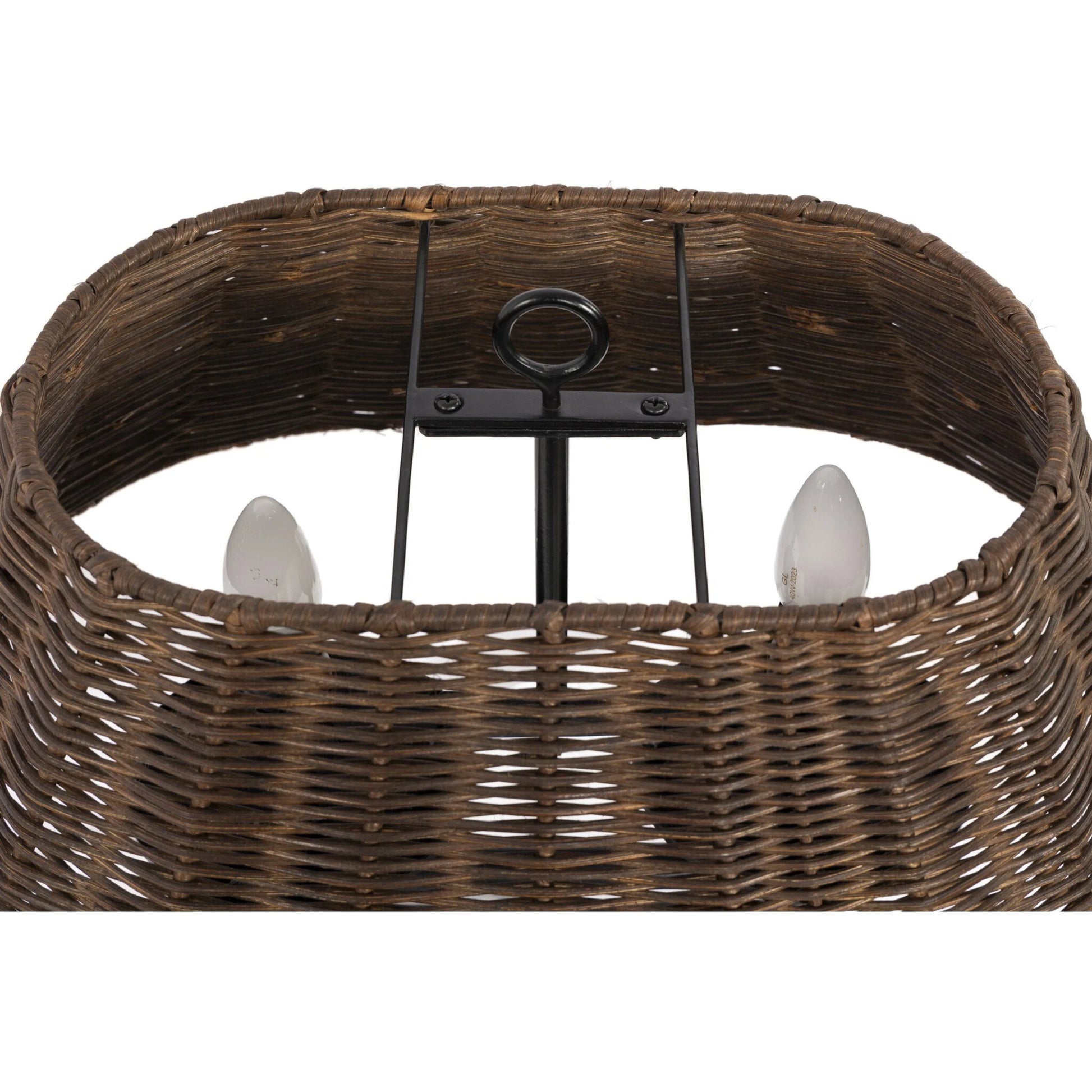 Harwick Table Lamp by Four Hands in jet black, brown rattan. Made from iron, rattan in a cottage & farmhouse style.