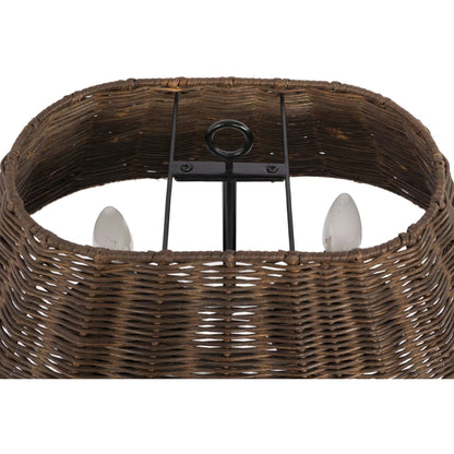 Harwick Table Lamp by Four Hands in jet black, brown rattan. Made from iron, rattan in a cottage & farmhouse style.