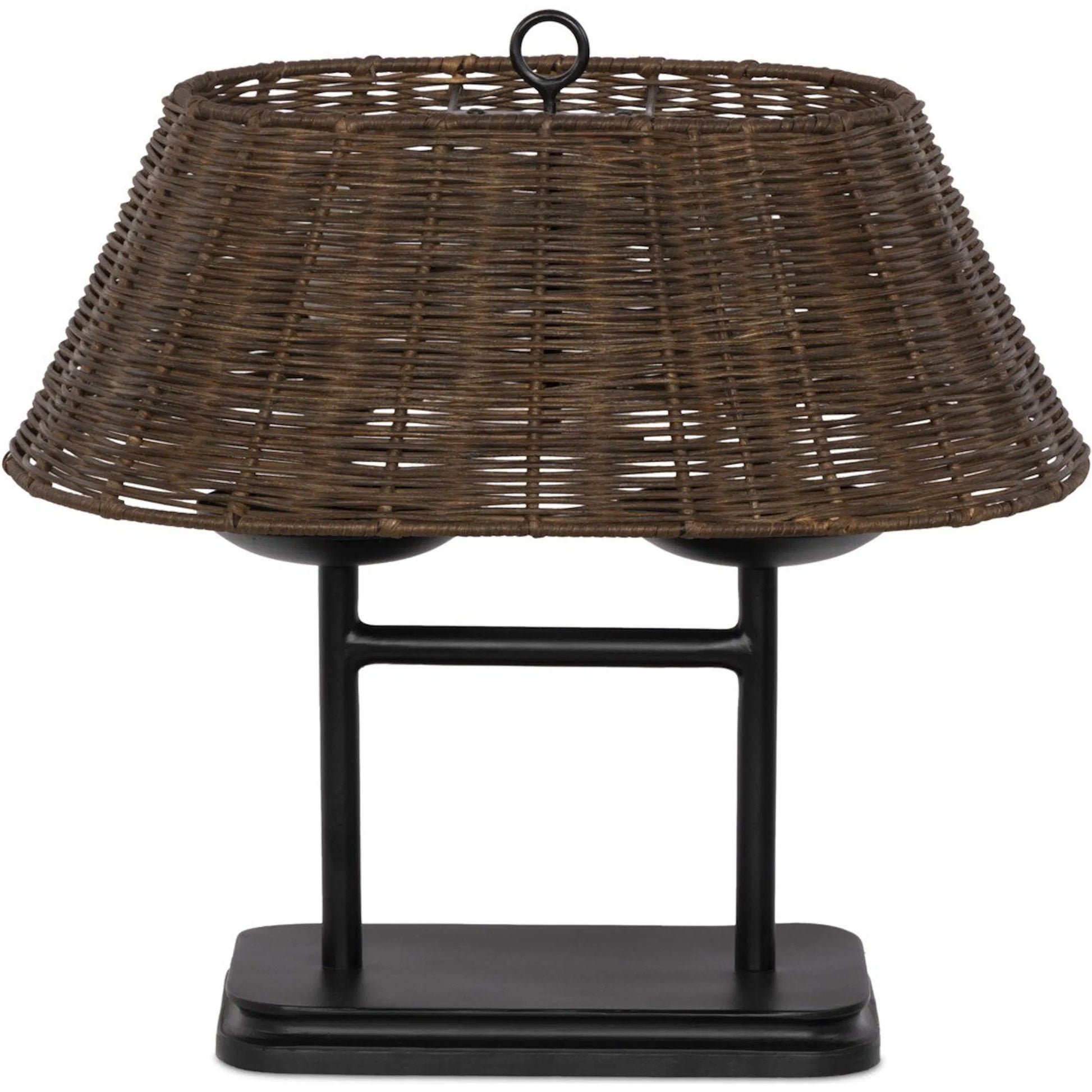 Harwick Table Lamp by Four Hands in jet black, brown rattan. Made from iron, rattan in a cottage & farmhouse style.
