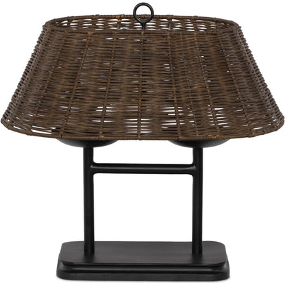 Harwick Table Lamp by Four Hands in jet black, brown rattan. Made from iron, rattan in a cottage & farmhouse style.