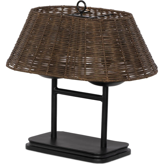 Harwick Table Lamp by Four Hands in jet black, brown rattan. Made from iron, rattan in a cottage & farmhouse style.