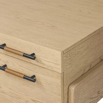 Rosedale Executive Desk by Four Hands. Made from oak veneer, top grain leather, solid oak in a unique style.