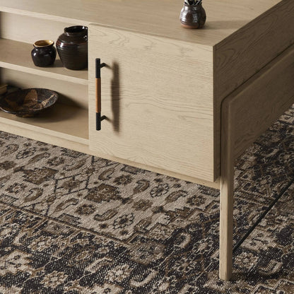 Rosedale Executive Desk by Four Hands. Made from oak veneer, top grain leather, solid oak in a unique style.