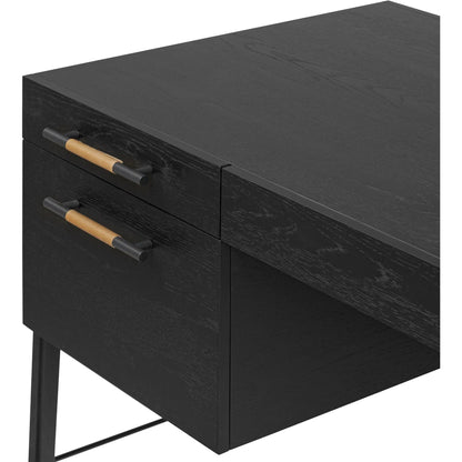 Rosedale Executive Desk by Four Hands. Made from oak veneer, top grain leather, solid oak in a unique style.