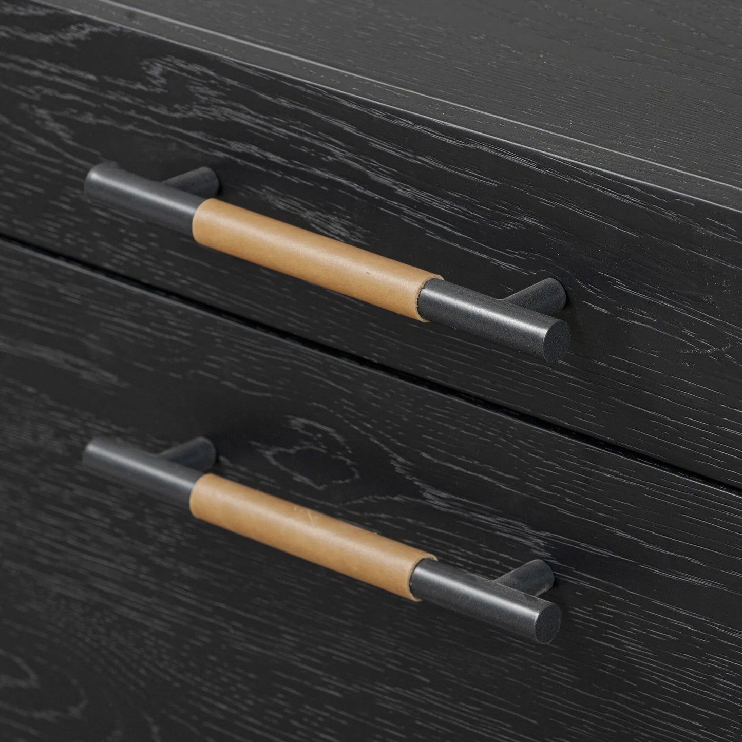 015 SI-2519284 | Closeup | Rosedale Executive Desk by Four Hands. Made from oak veneer, top grain leather, solid oak in a unique style.