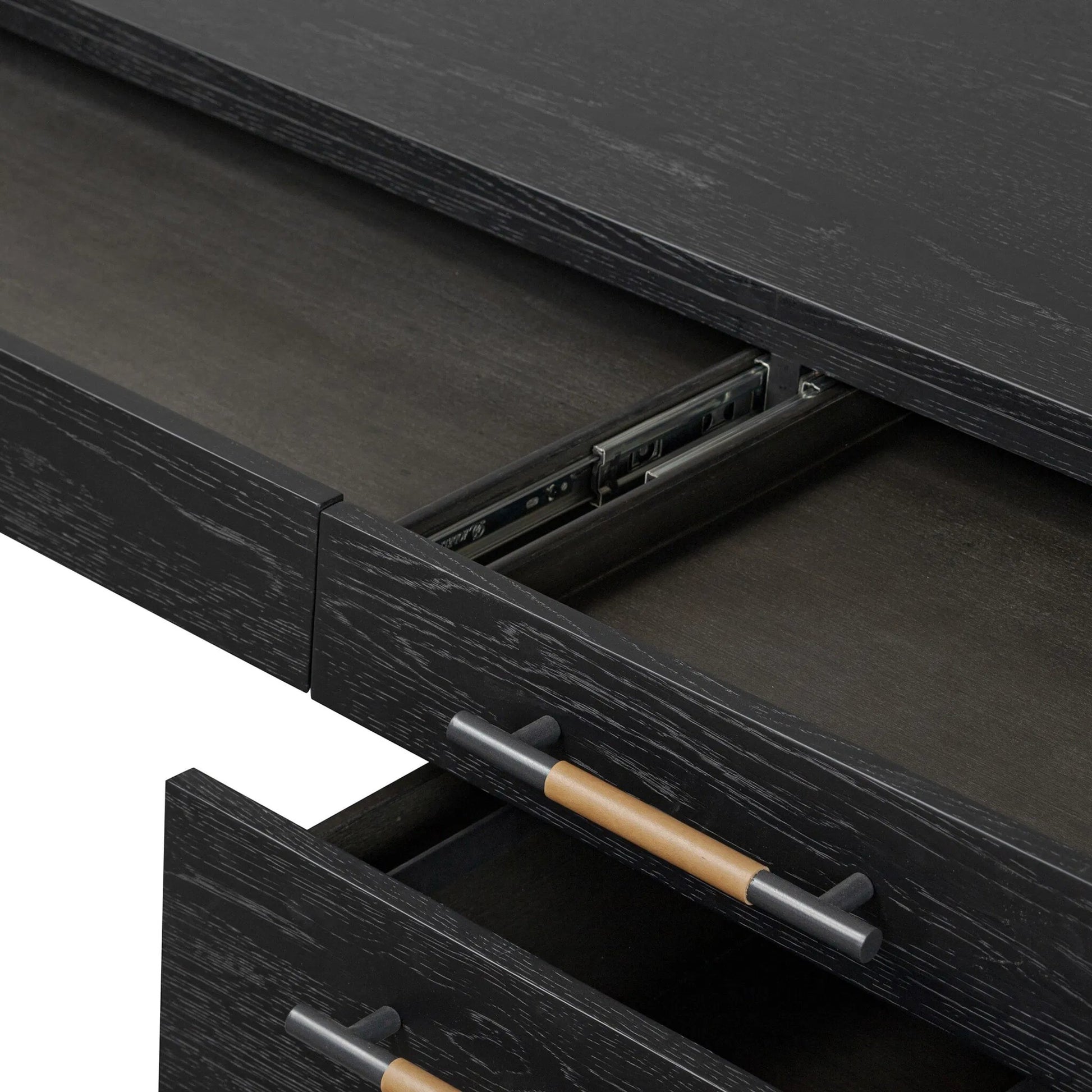 Rosedale Executive Desk by Four Hands. Made from oak veneer, top grain leather, solid oak in a unique style.