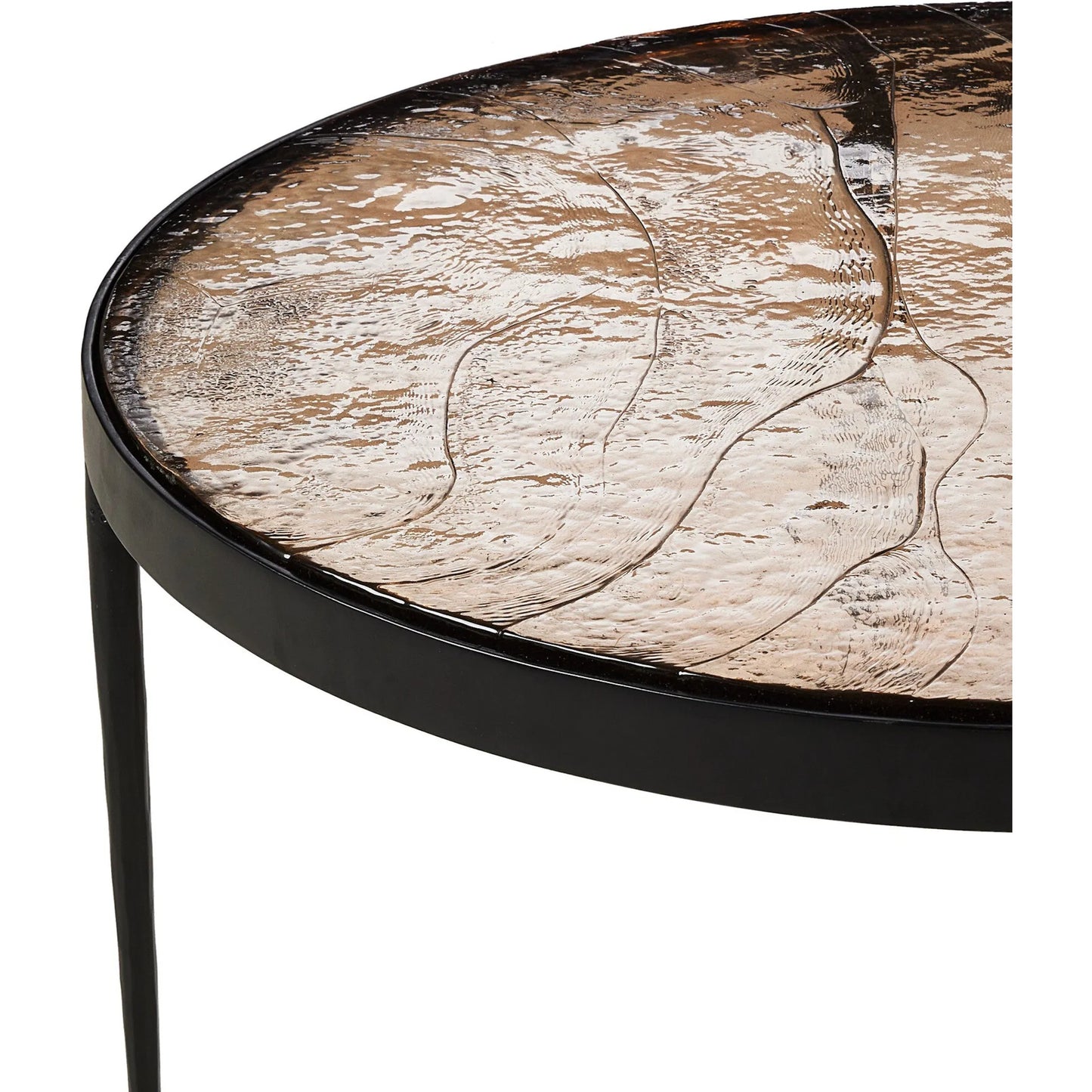 008 SI-2320326 | Closeup | Yoko Nesting Table by Four Hands in smoked brown cast glass, iron matte black. Made from cast glass, iron in a modern style.