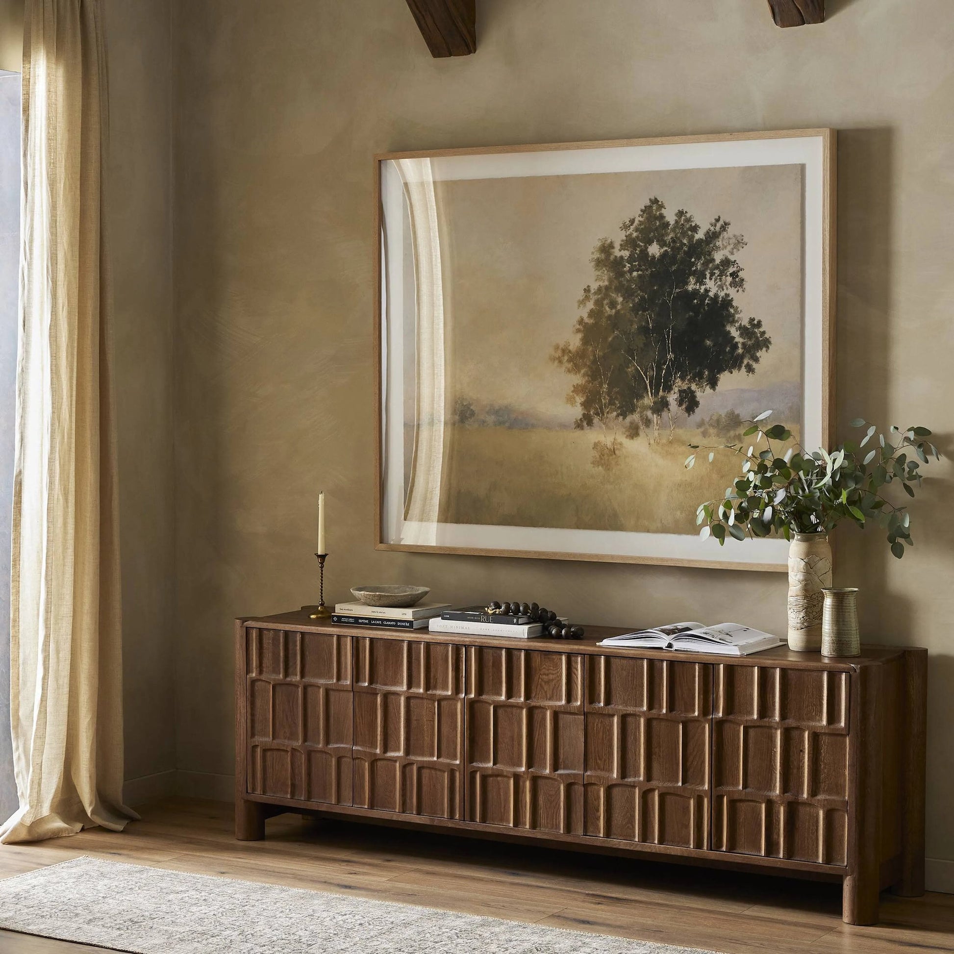 We Woke To A Dream by Aileen Fitzgerald by Four Hands in vertical grain 2.5 white oak, textured fine art paper, bw8-97 polar white. Made from vertical grain white oak, textured fine art paper in a modern style.