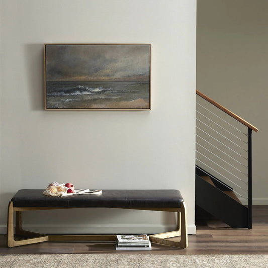 Breakthrough by Aileen Fitzgerald by Four Hands in vertical grain white oak floater, fredrix 558 raw canvas. Made from vertical grain white oak floater, raw canvas, gallery bracer in a modern style.