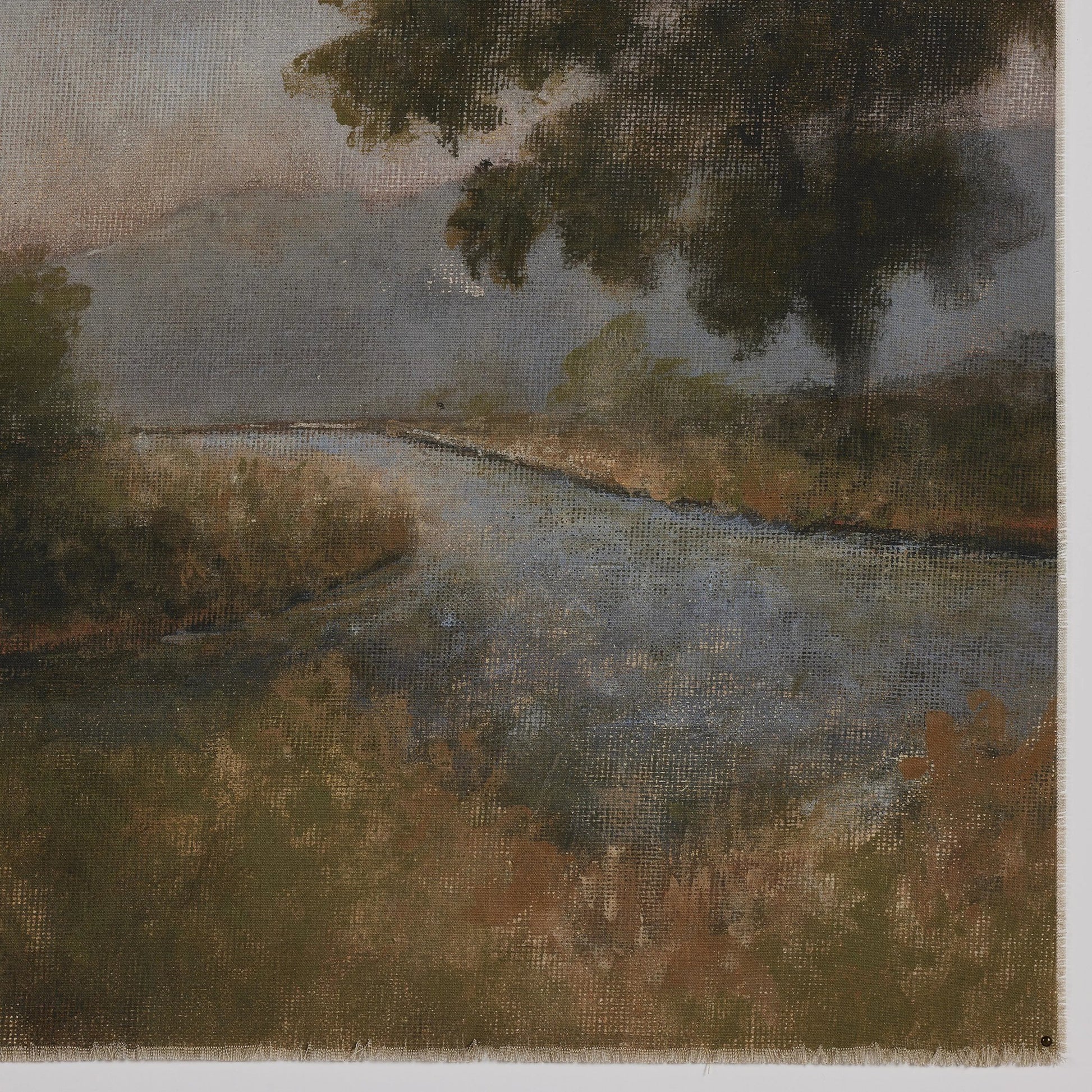 Morning Glory by Aileen Fitzgerald by Four Hands in vertical grain 2.5 white oak, fredrix 558 raw canvas, bw8-97 polar white. Made from vertical grain white oak, raw canvas in a modern style.