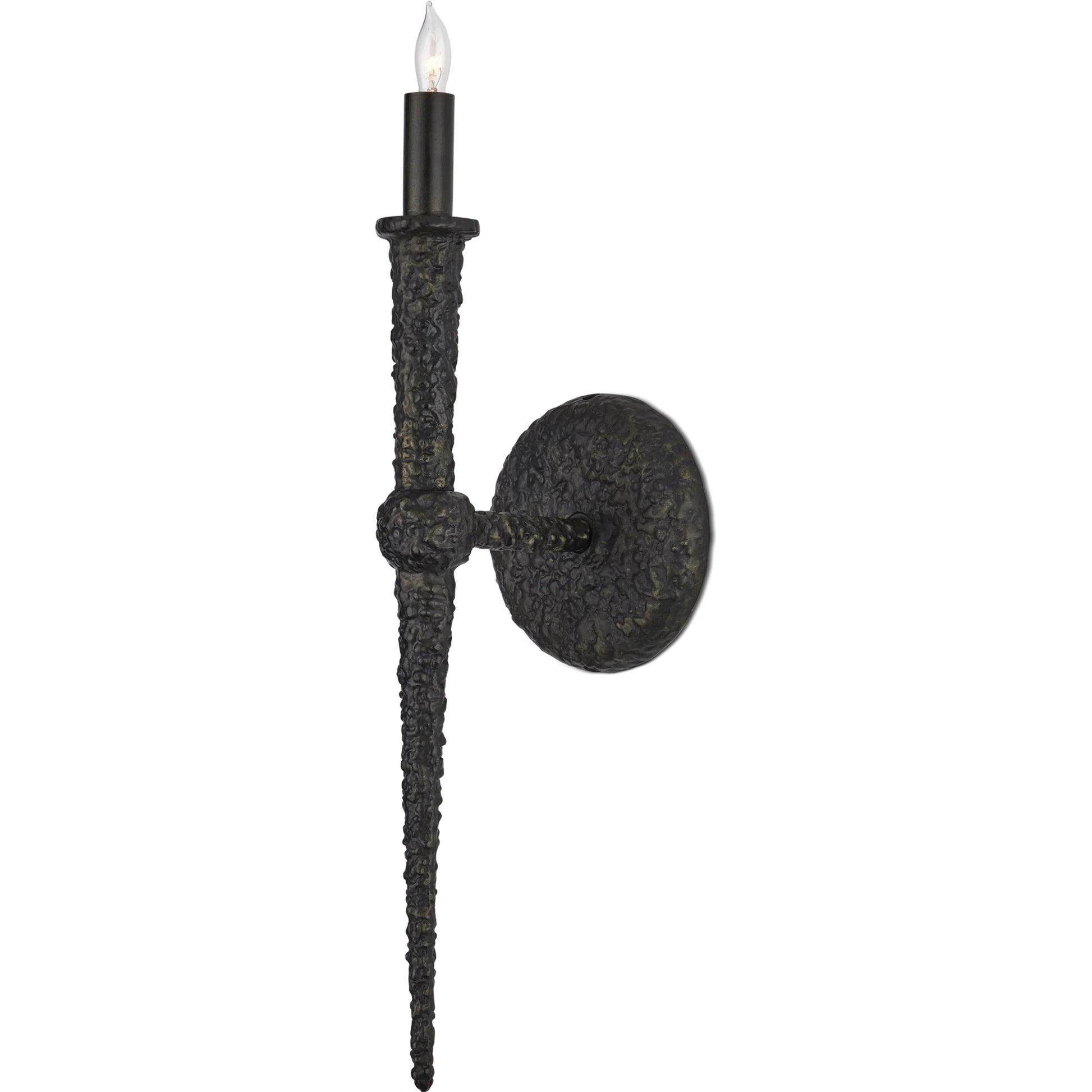 Blackthorn Wall Sconce by Currey and Company in aged bronze. Made from cast aluminum in a modern style.