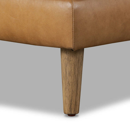 Thurston 2-Piece Sectional by Four Hands in cascara cognac, distressed parawood. Made from top grain leather, solid parawood in a unique style.